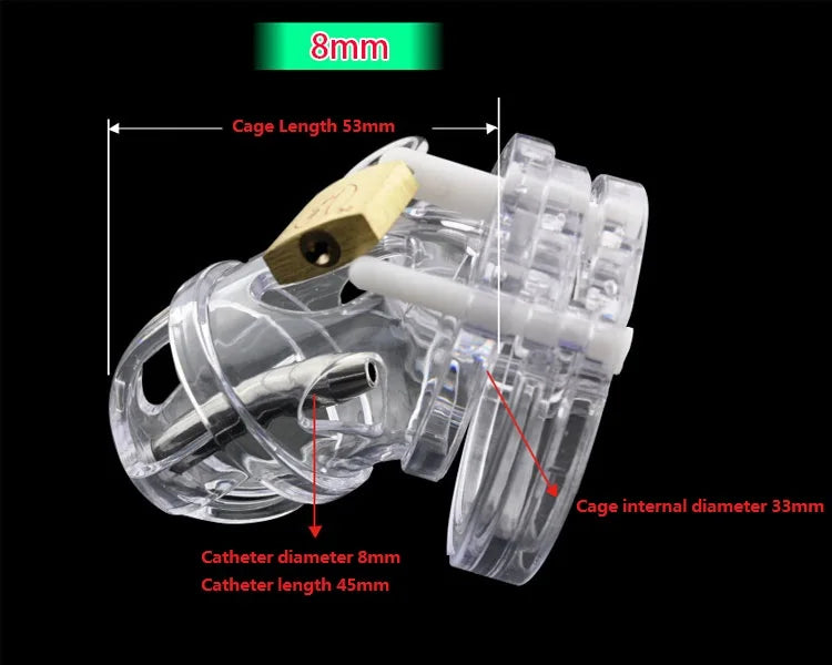 PC Cock Cage With Metal Catheter A125
