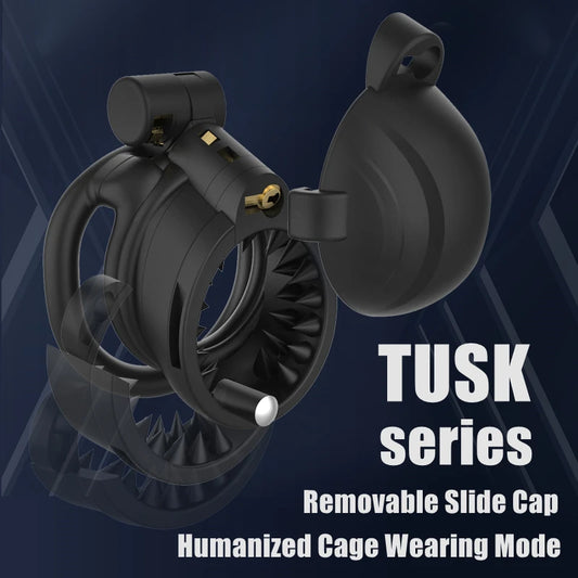 TUSK Design Removable Slide Cap Humanized Cock Cage Male Chastity Device 2 Types Penis Rings Available Adult Sex Toys