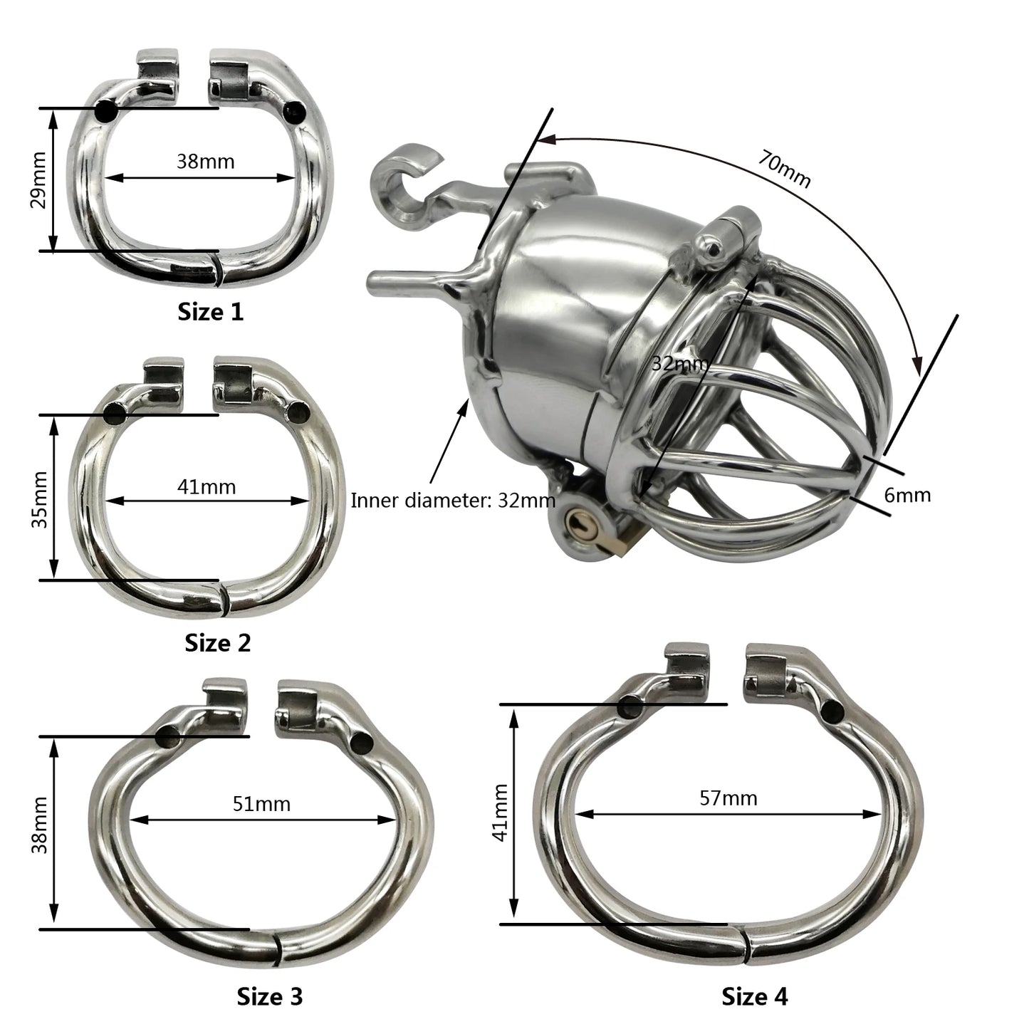 Openable Glans Cap Chastity Cage S076