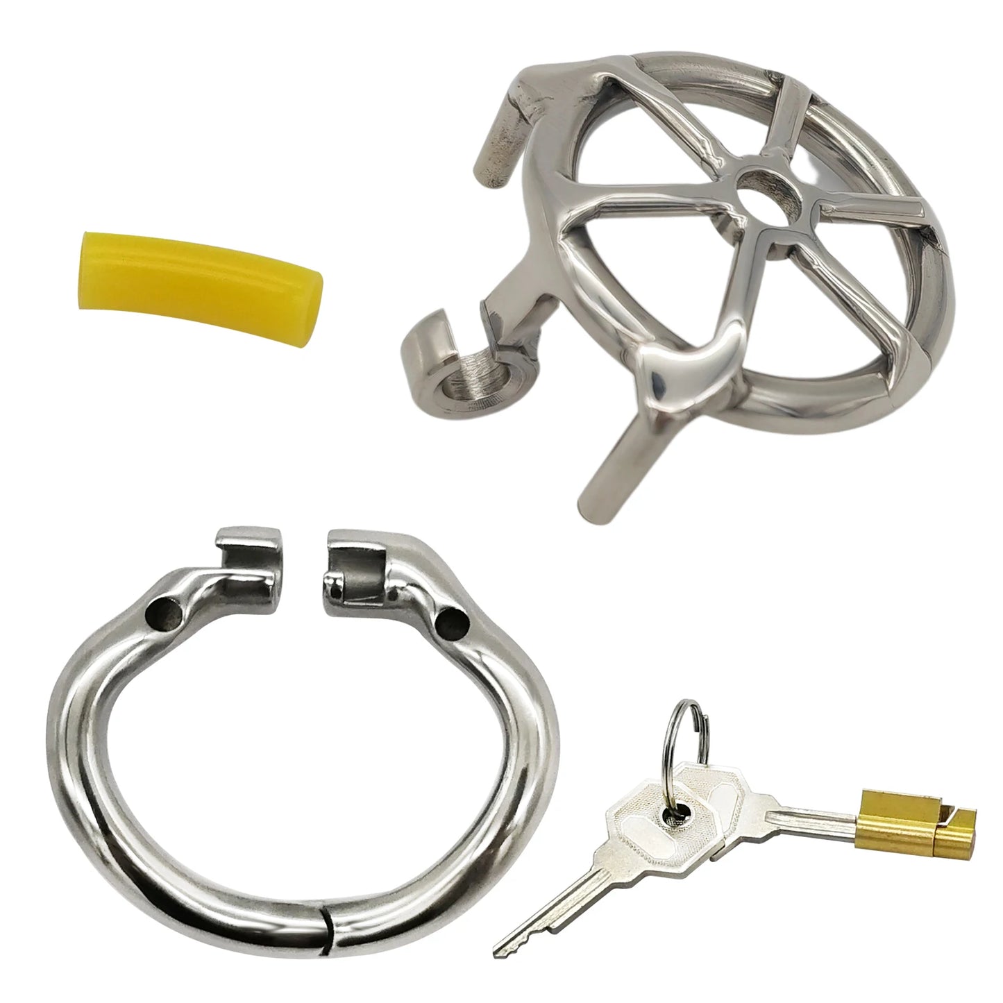 Flat Cage Stainless Steel Male Chastity Device, Super Small Cock Cage, Anti-Off Penis Ring Lock, Stealth Lock Chastity Belt