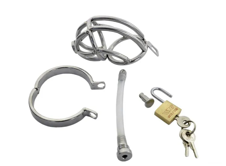 Chastity Cage with Catheter Penis Lock