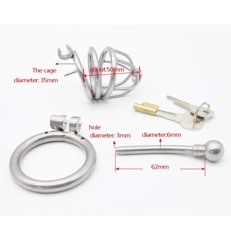 Chastity Cage with Urethra Catheter A229