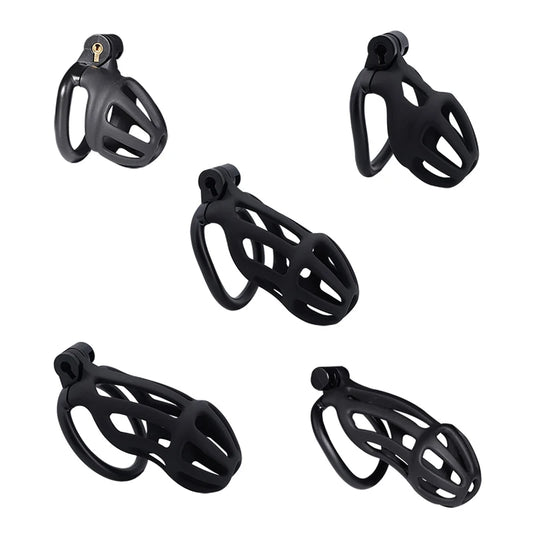 High Density Resin Ergonomically curved ring Chastity Device, Cobra Cock Cage With 4 Size Penis Ring, Chastity Belt, Penis lock