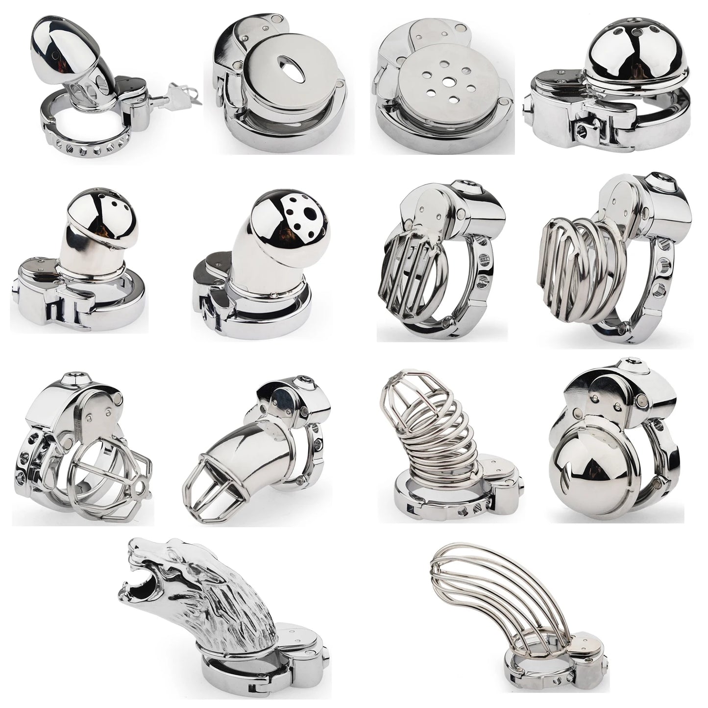 New Lock System Design 6 Size Adjustable Base Ring Cock Cage, Metal Male Chastity Device, Penis Ring Lock, Chastity Belt,Sex Toy