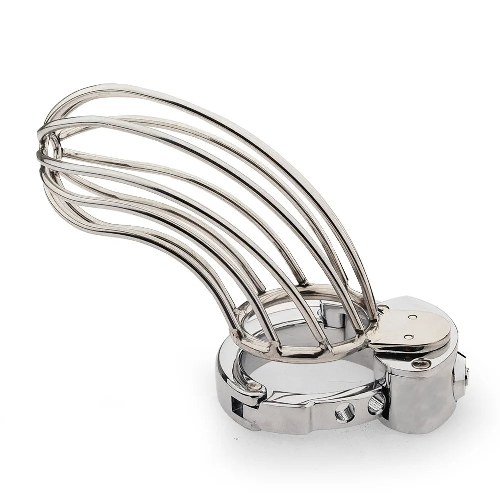 New Lock System Design 6 Size Adjustable Base Ring Cock Cage, Metal Male Chastity Device, Penis Ring Lock, Chastity Belt,Sex Toy