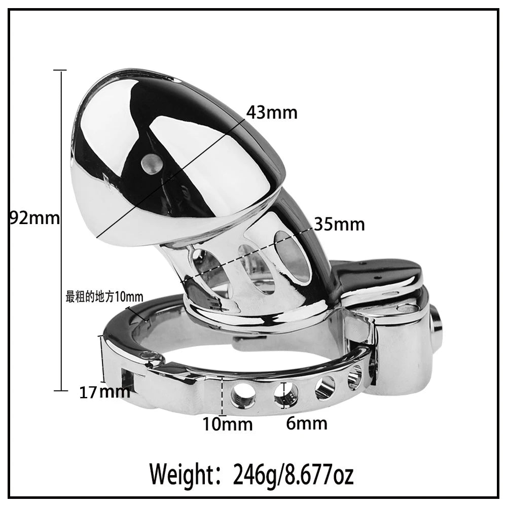 New Lock System Design 6 Size Adjustable Base Ring Cock Cage, Metal Male Chastity Device, Penis Ring Lock, Chastity Belt,Sex Toy