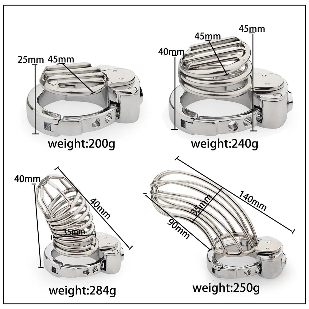 New Lock System Design 6 Size Adjustable Base Ring Cock Cage, Metal Male Chastity Device, Penis Ring Lock, Chastity Belt,Sex Toy