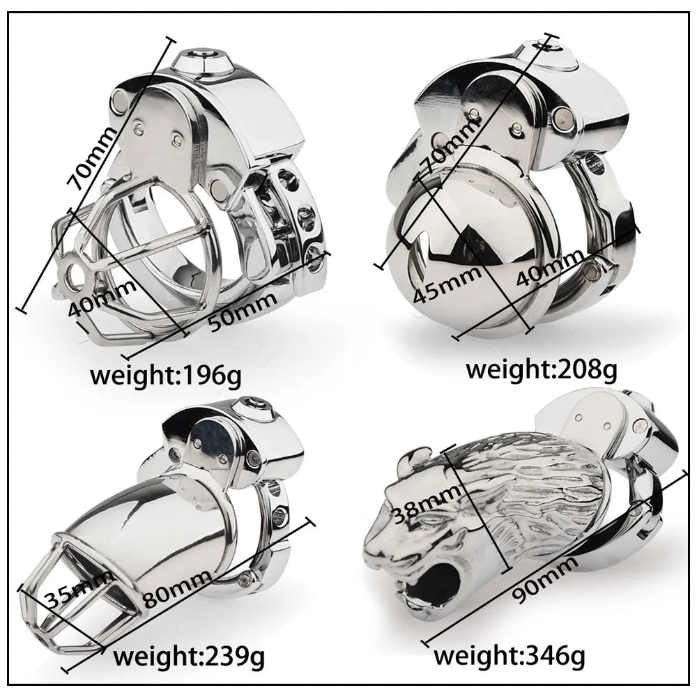 New Lock System Design 6 Size Adjustable Base Ring Cock Cage, Metal Male Chastity Device, Penis Ring Lock, Chastity Belt,Sex Toy