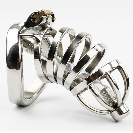 Happygo Stainless Steel Stealth Lock Male Chastity Device with Urethral Catheter,Cock Cage,Penis Ring,A276-1