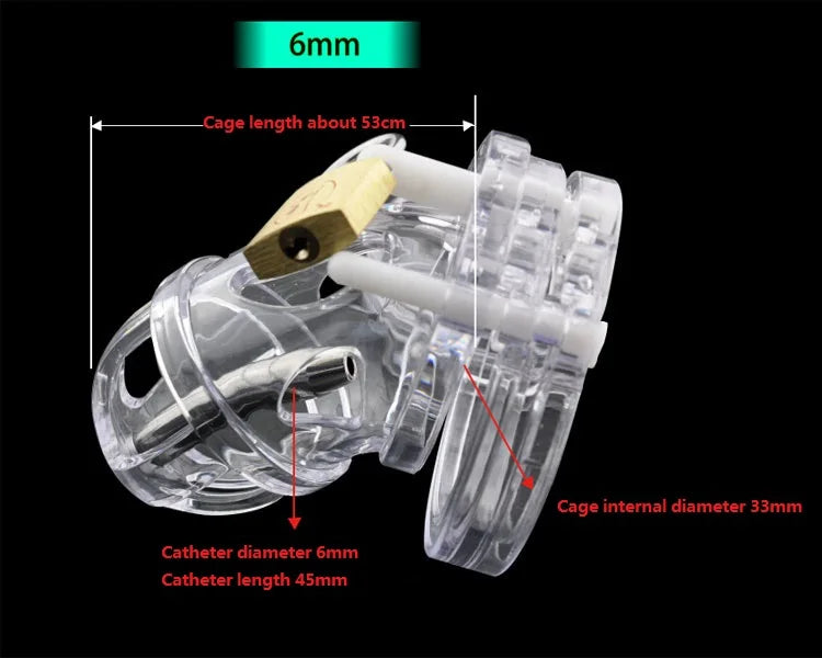 PC Cock Cage With Metal Catheter A125