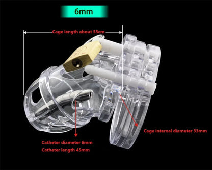 PC Cock Cage With Metal Catheter A125