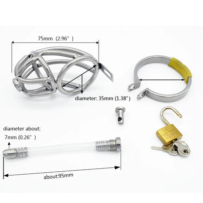 Chastity Cage with Catheter Penis Lock