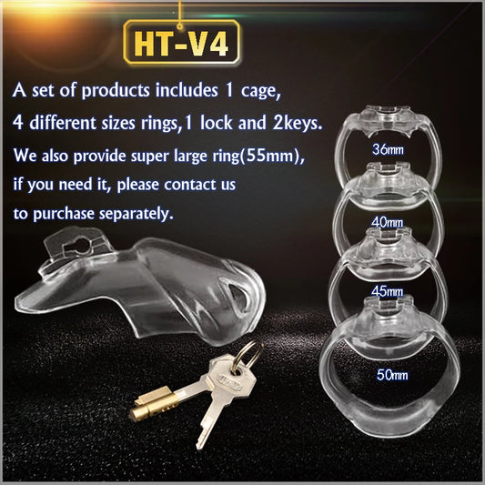 V4 Male Resin Chastity Device,Cock Cage With 4 Size Penis Ring,Cock Ring,Adult Game,Chastity Belt,A777